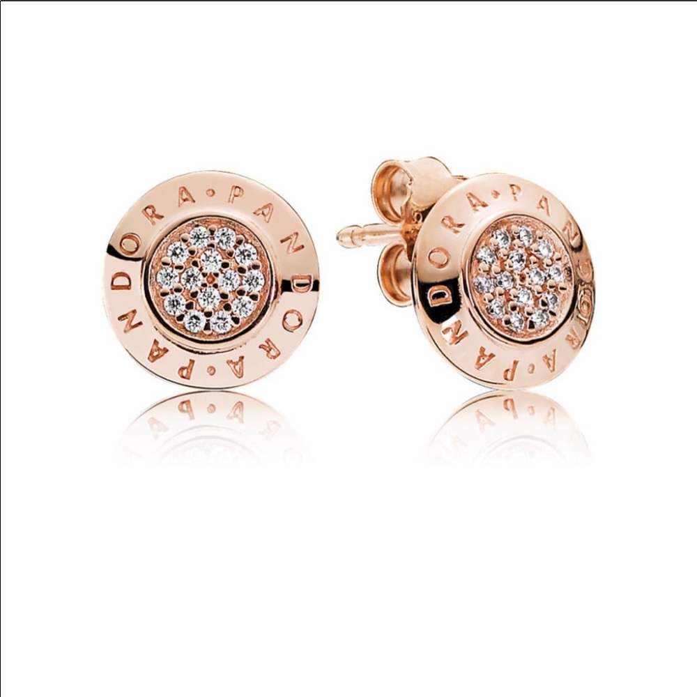 Pandora rose gold signature stud earrings